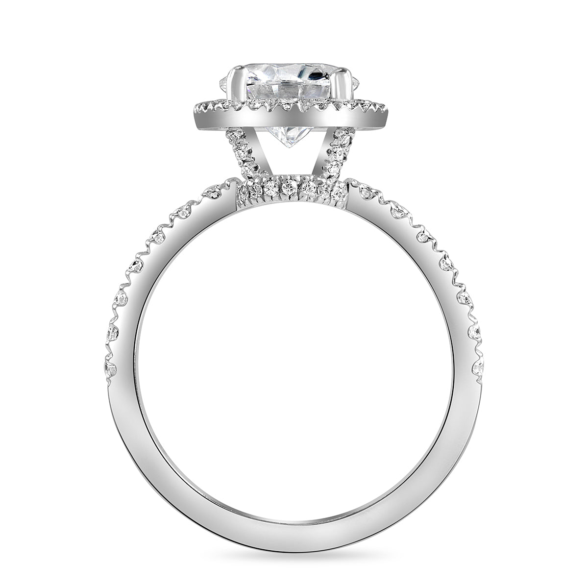 Lila 1.42 ct Lab Grown Round Cut Pave Halo Diamond Engagement Ring