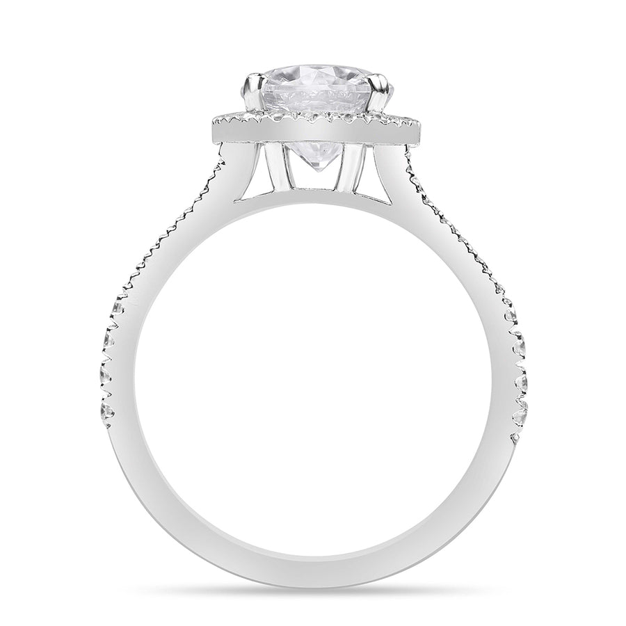 Eleanor 1.39 ct Lab Grown Cushion Cut Halo Split Shank Diamond Engagement Ring