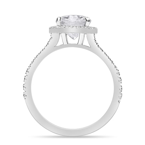 Eleanor 2.89 ct Lab Grown Cushion Cut Halo Split Shank Diamond Engagement Ring
