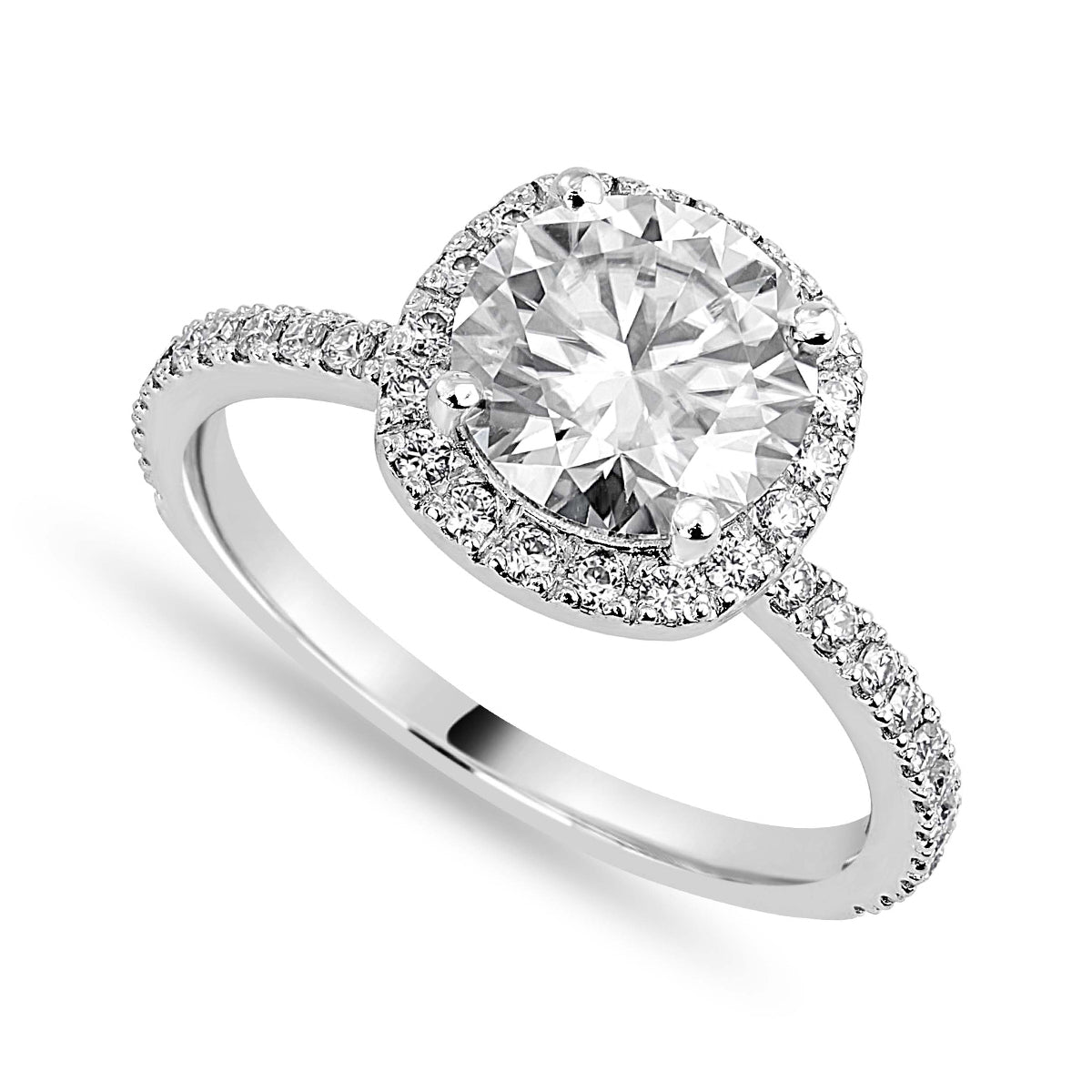 Emma 1.78 ct Lab Grown Round Cut Halo Pave Diamond Engagement Ring