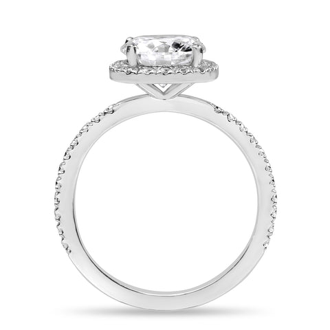 Emma 3.28 ct Lab Grown Round Cut Halo Pave Diamond Engagement Ring