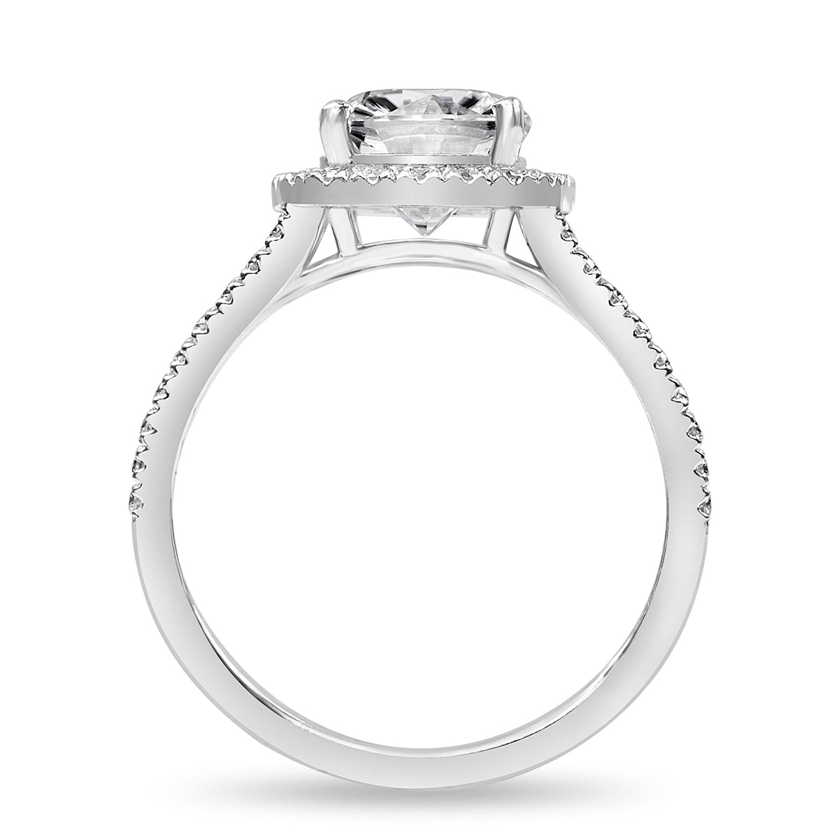 Sarah 1.41 ct Lab Grown Cushion Cut Split Shank Pave Diamond Engagement Ring