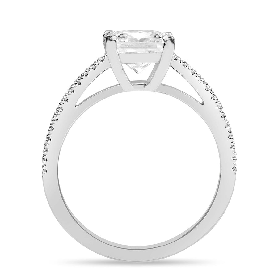 Sophie 3.39 ct Lab Grown Princess Cut Classic Pave Diamond Engagement Ring