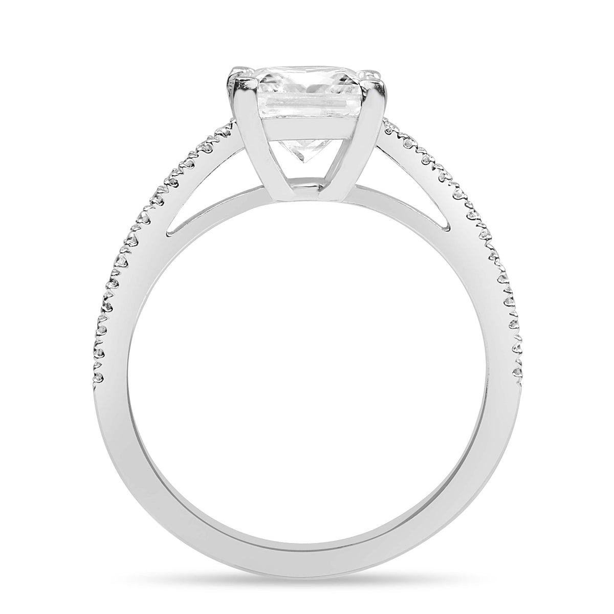 Sophie 1.39 ct Lab Grown Princess Cut Classic Pave Diamond Engagement Ring