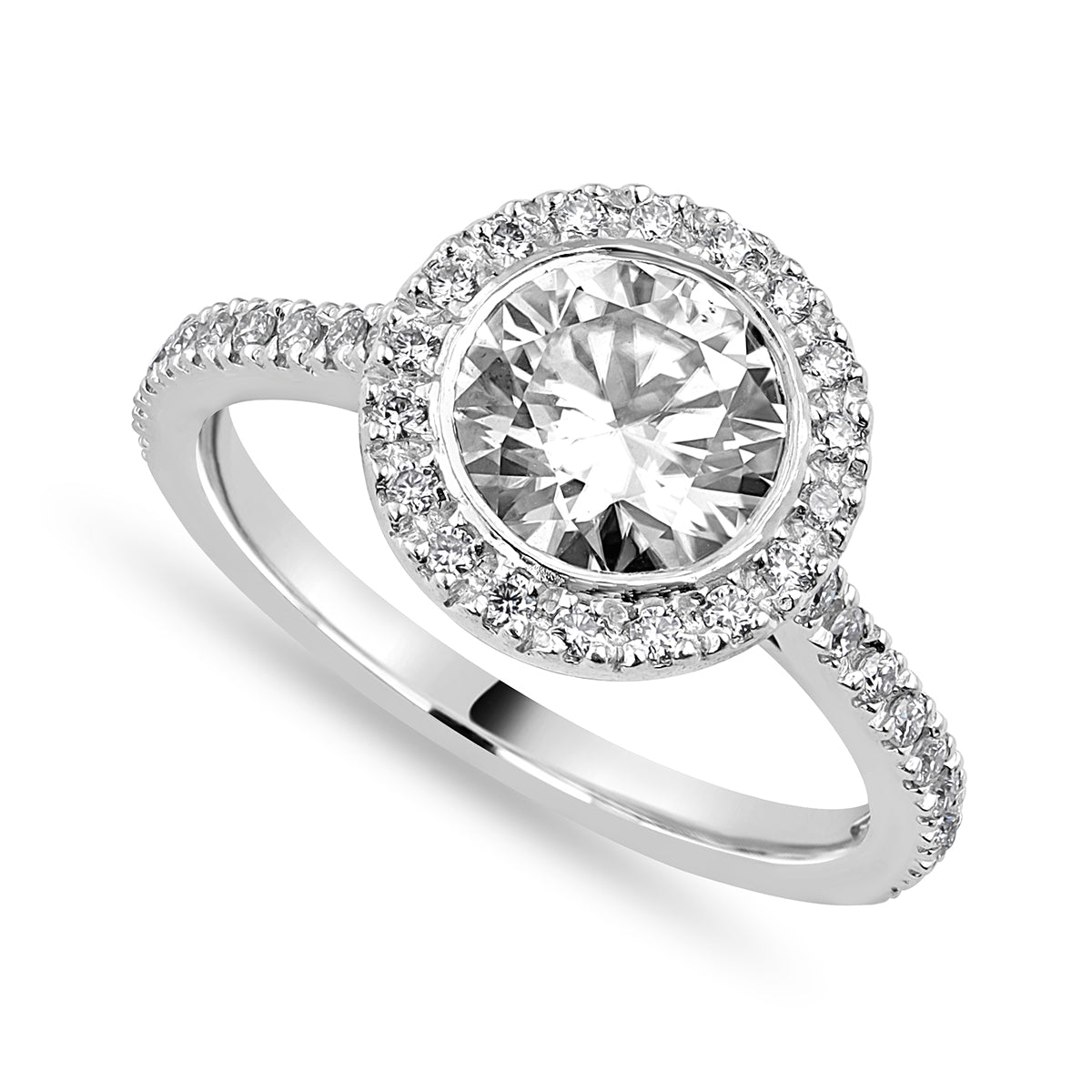 Maya 2.42 ct Lab Grown Round Cut Classic Pave Diamond Engagement Ring
