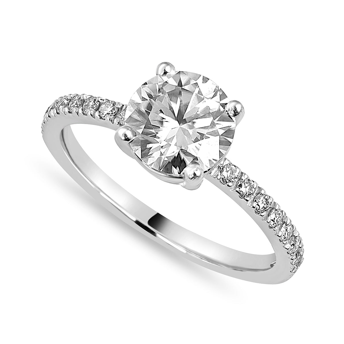 Cora 1.75 ct Lab Grown Round Cut Classic Pave Diamond Engagement Ring