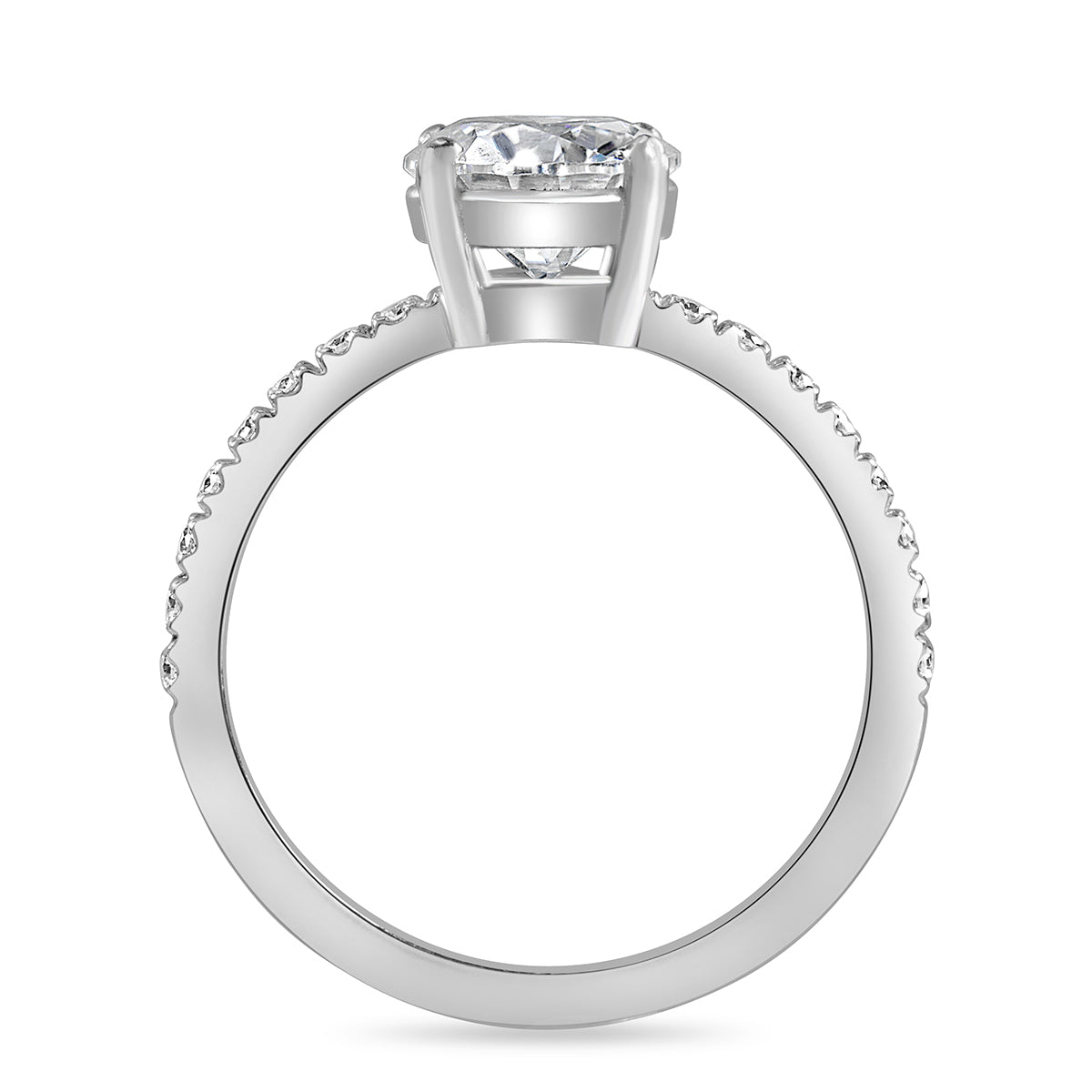 Cora 1.75 ct Lab Grown Round Cut Classic Pave Diamond Engagement Ring