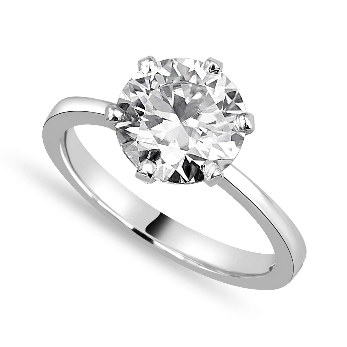 Cora 2 ct Lab Grown Round Cut Classic 6 Prong Diamond Engagement Ring
