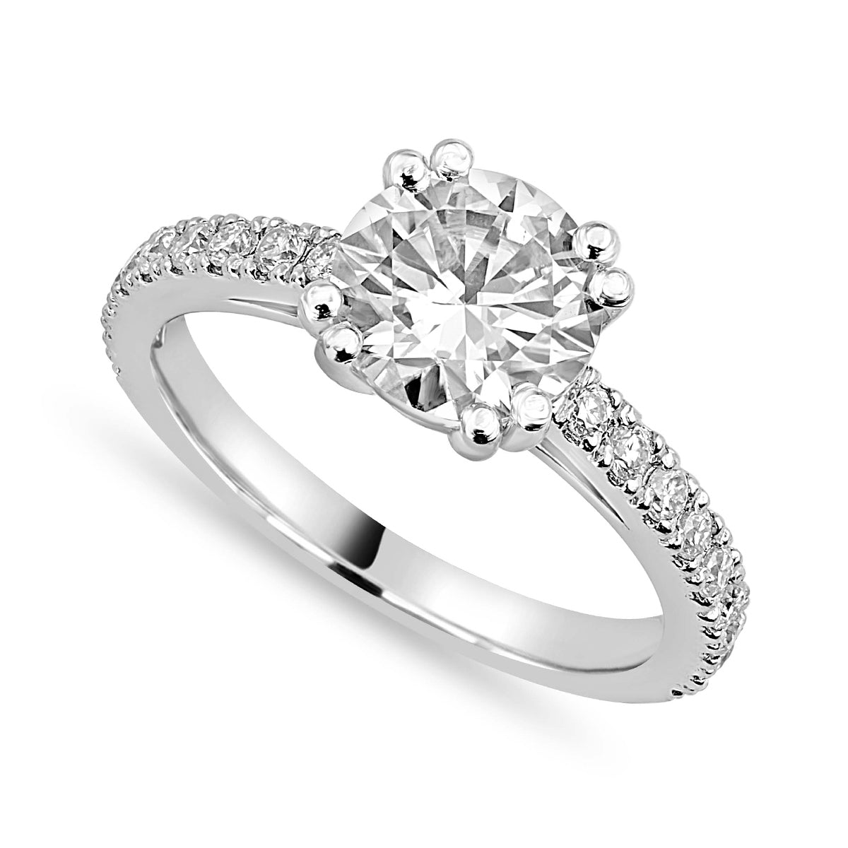 Eliza 1.2 ct Lab Grown Cushion Cut Double Claw Pave Diamond Engagement Ring