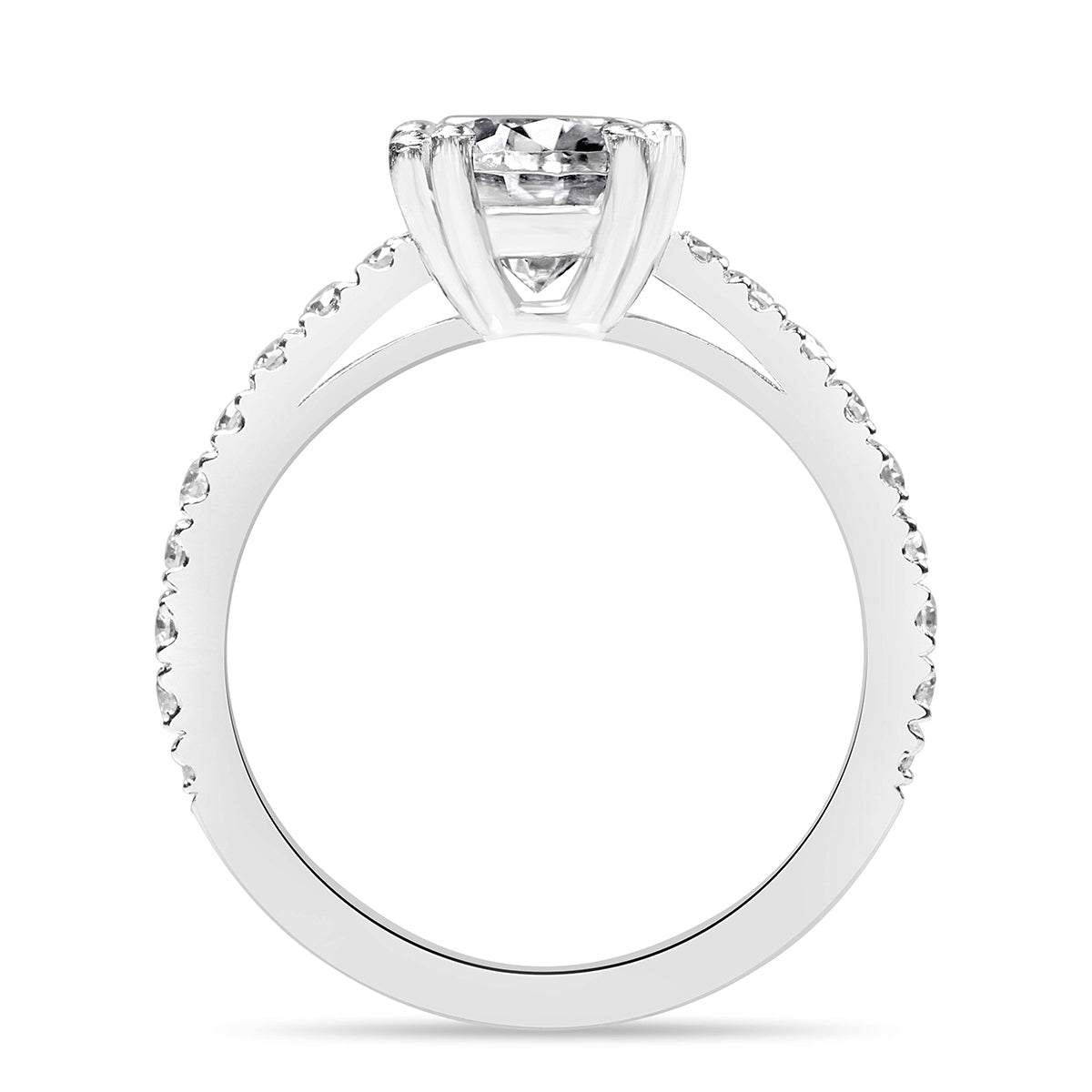 Eliza 1.7 ct Lab Grown Cushion Cut Double Claw Pave Diamond Engagement Ring