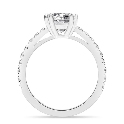 Eliza 2.7 ct Lab Grown Cushion Cut Double Claw Pave Diamond Engagement Ring