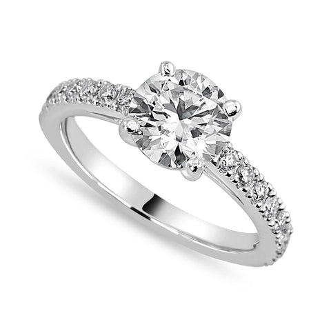 Matilda 2.23 ct Lab Grown Round Cut Pave 4 prong Diamond Engagement Ring