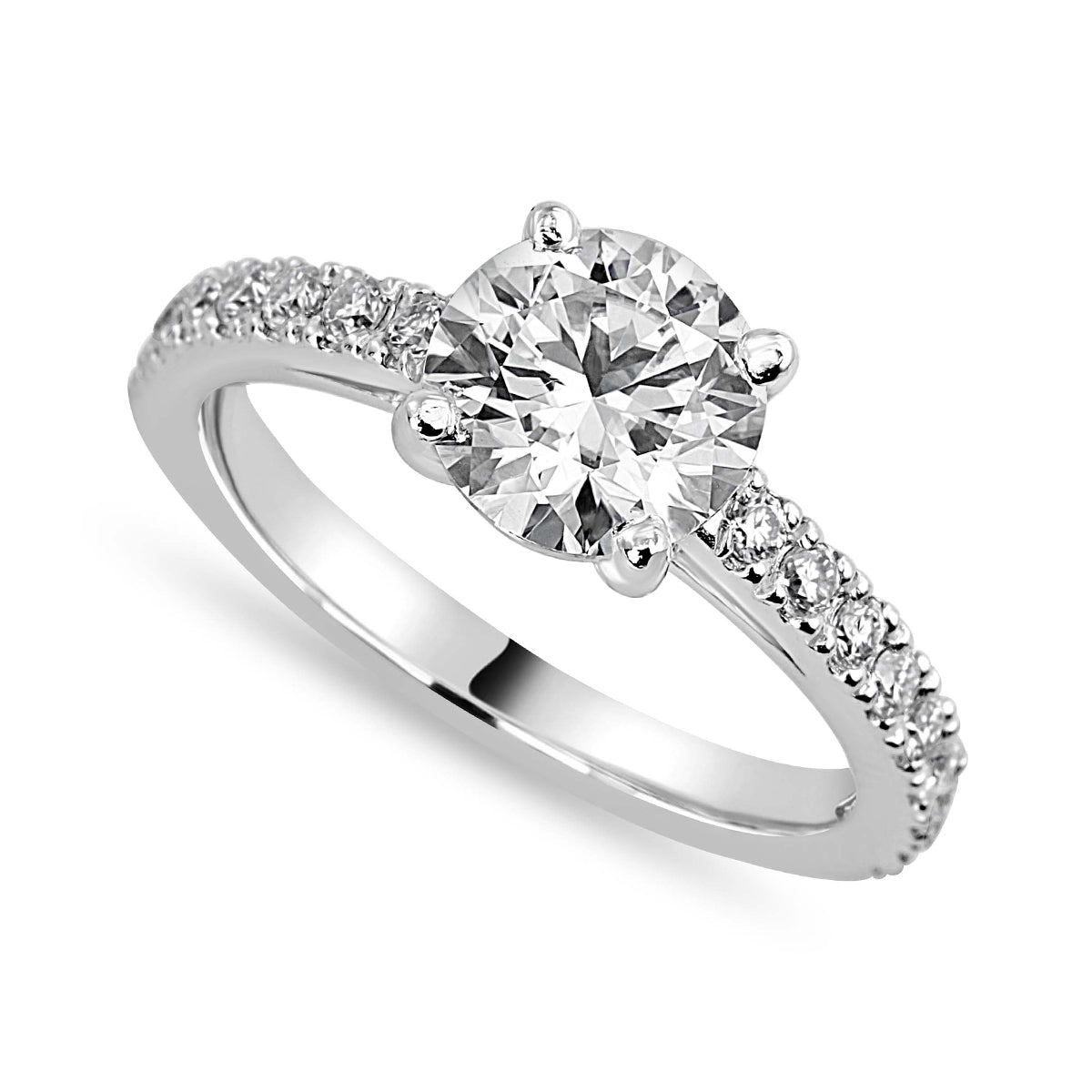 Matilda 3.23 ct Lab Grown Round Cut Pave 4 prong Diamond Engagement Ring