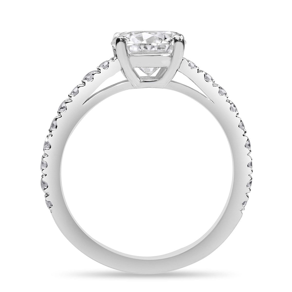 Matilda 3.23 ct Lab Grown Round Cut Pave 4 prong Diamond Engagement Ring