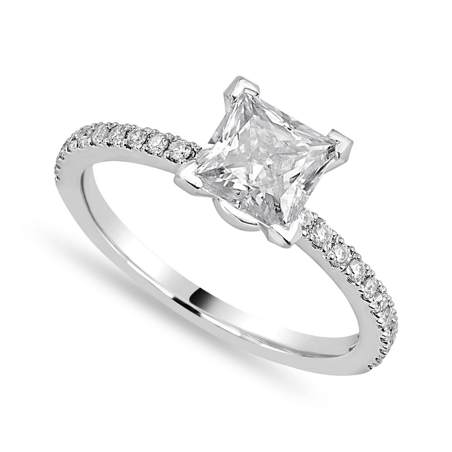 Beatrice 2.6 ct Lab Grown Princess Cut Pave Cathedral Diamond Engagement Ring