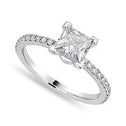 Beatrice 3.1 ct Lab Grown Princess Cut Pave Cathedral Diamond Engagement Ring
