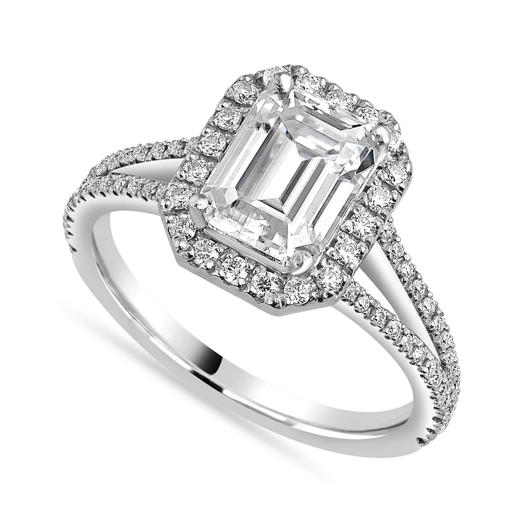 Julia 3.4 ct Lab Grown Radiant Cut Pave Split Shank Diamond Engagement Ring