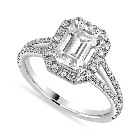 Julia 3.4 ct Lab Grown Radiant Cut Pave Split Shank Diamond Engagement Ring