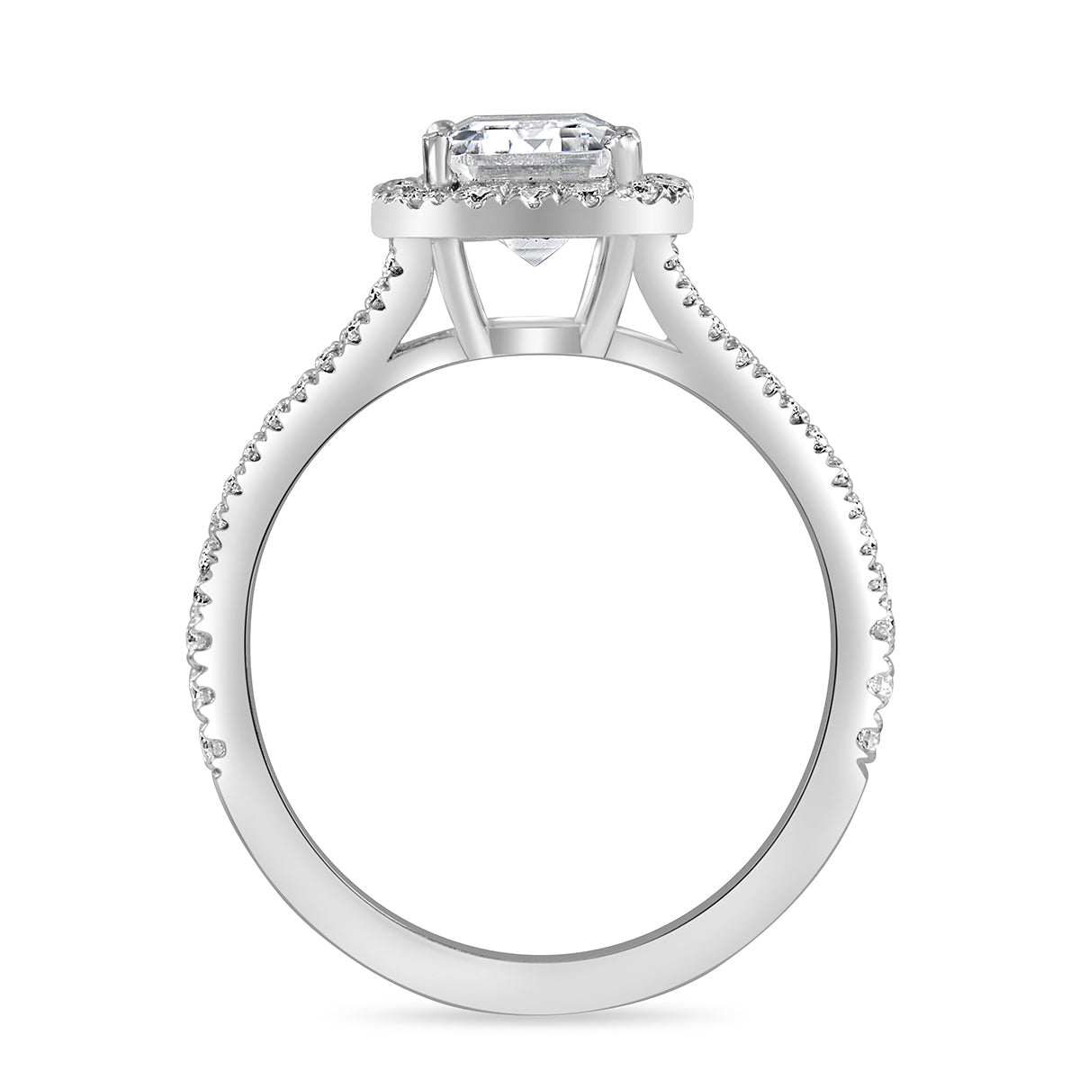 Julia 2.4 ct Lab Grown Radiant Cut Pave Split Shank Diamond Engagement Ring