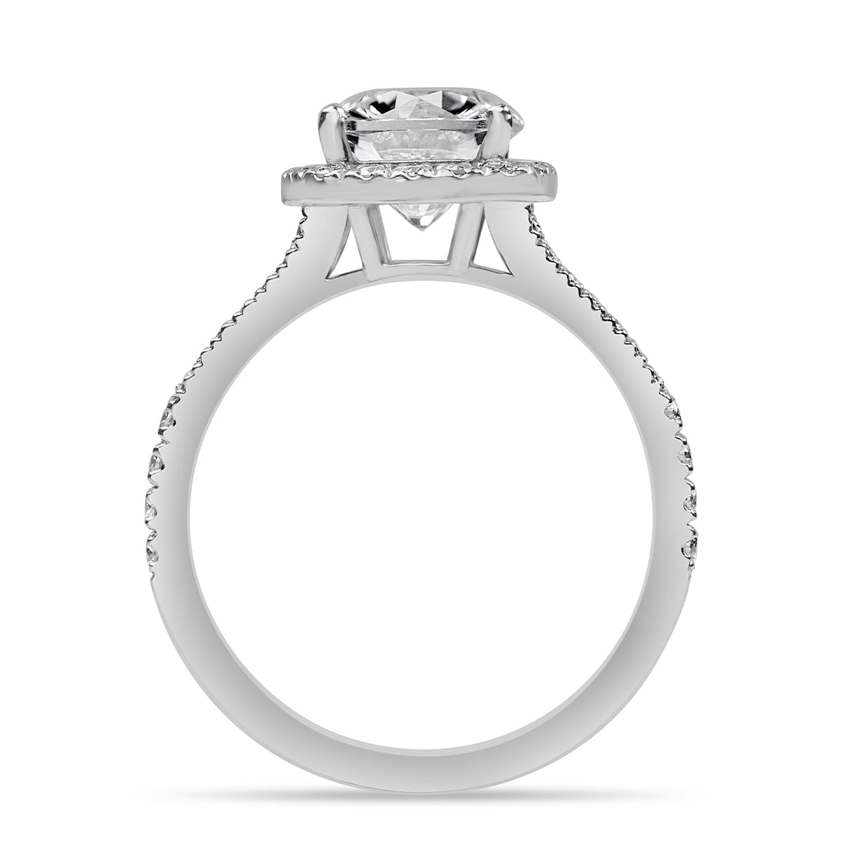 Esme 3.42 ct Lab Grown Cushion Cut Split Shank Pave Diamond Engagement Ring