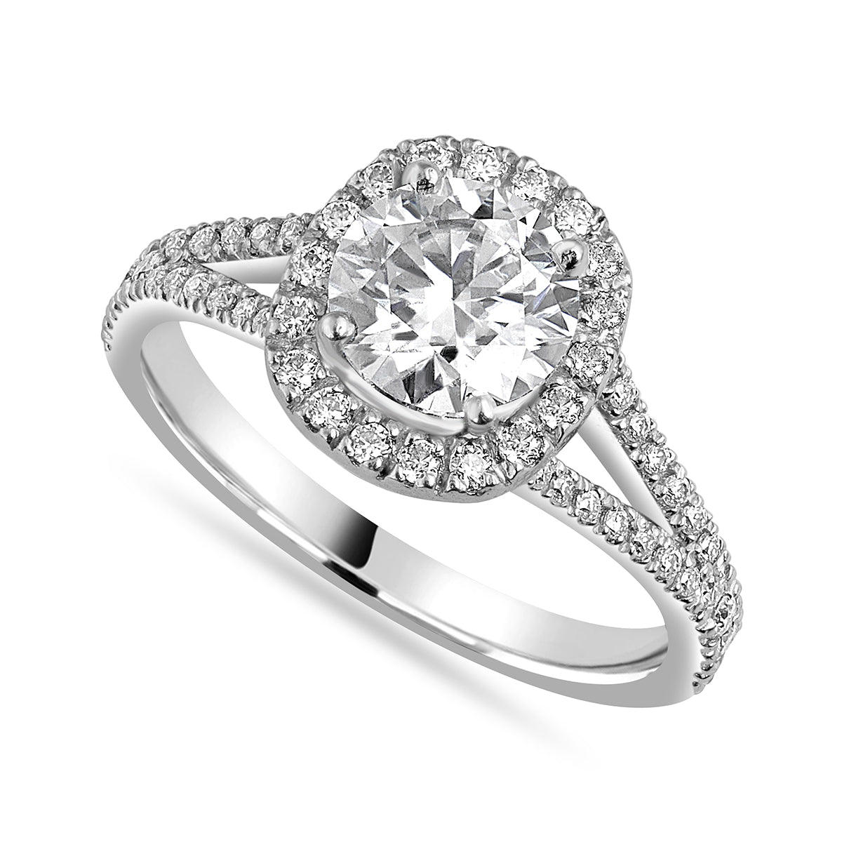 Elise 1.91 ct Lab Grown Cushion Cut Split Shank Pave Diamond Engagement Ring