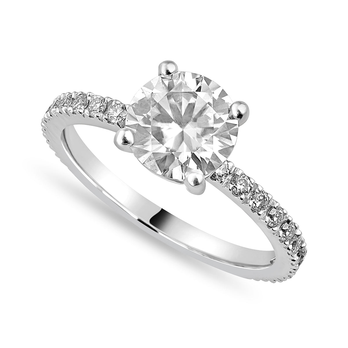 Sophia 2.2 ct Lab Grown Round Cut Classic Pave Diamond Engagement Ring