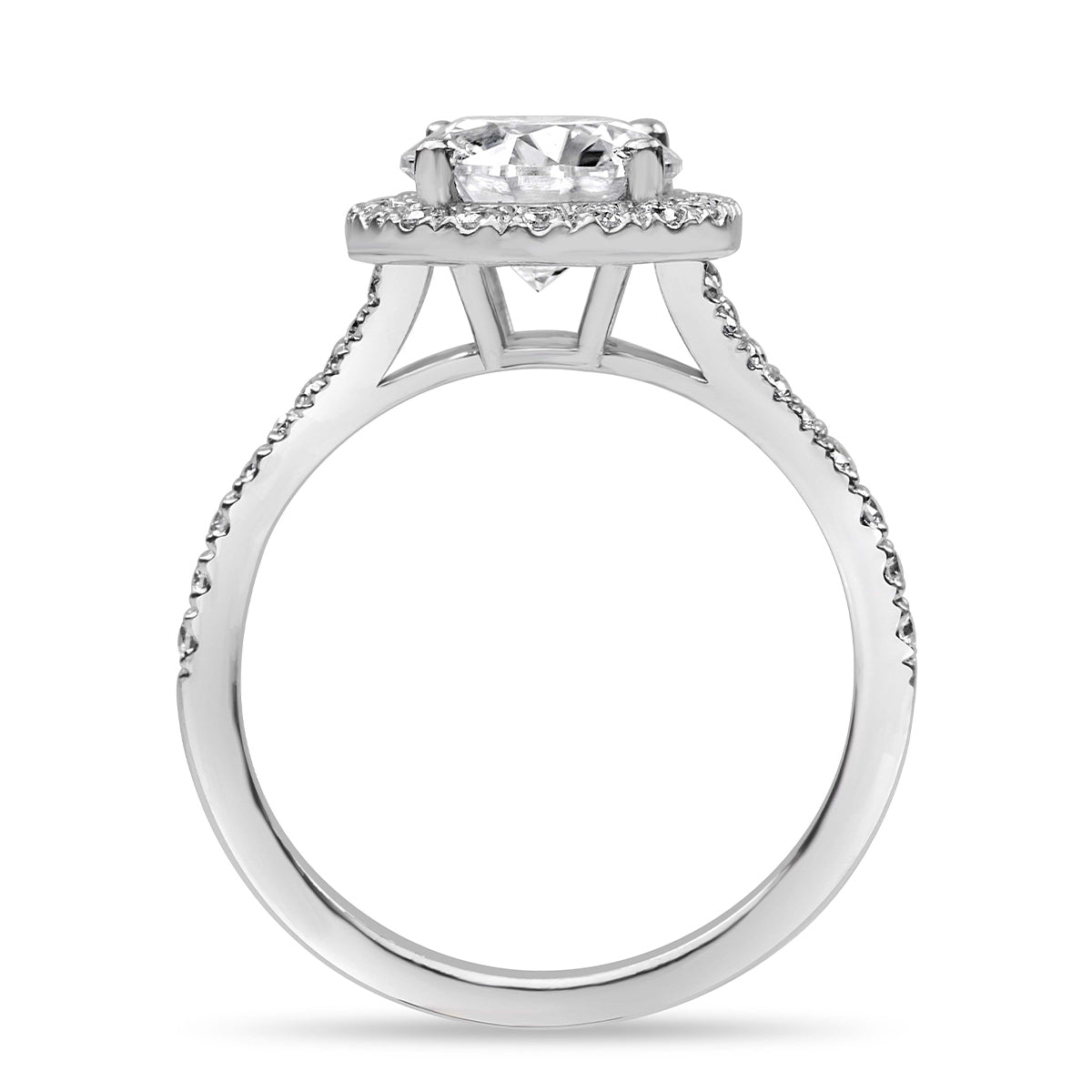 Lucia 2.62 ct Lab Grown Cushion Cut Double Claw Pave Diamond Engagement Ring