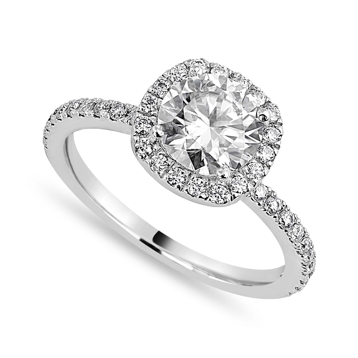 Isla 3.41 ct Lab Grown Cushion Cut Pave Halo Diamond Engagement Ring