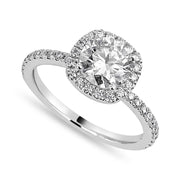 Isla 2.91 ct Lab Grown Cushion Cut Pave Halo Diamond Engagement Ring
