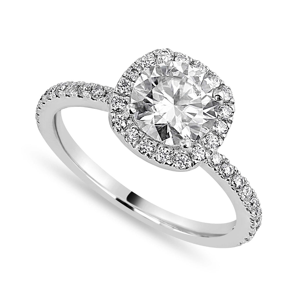 Isla 1.41 ct Lab Grown Cushion Cut Pave Halo Diamond Engagement Ring