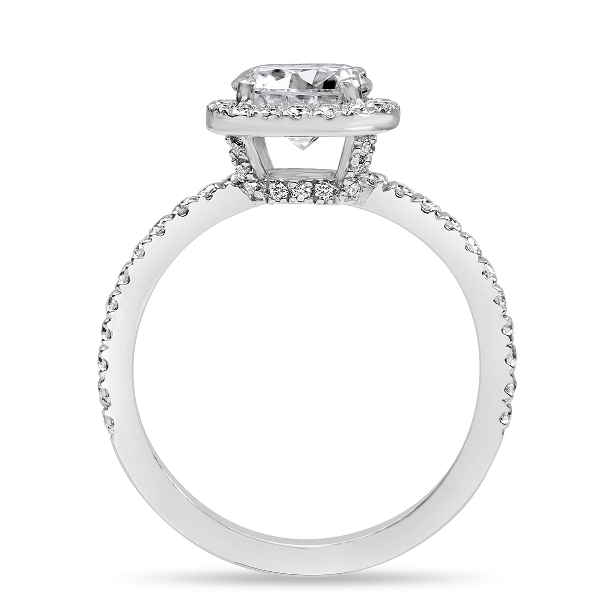 Isla 1.41 ct Lab Grown Cushion Cut Pave Halo Diamond Engagement Ring