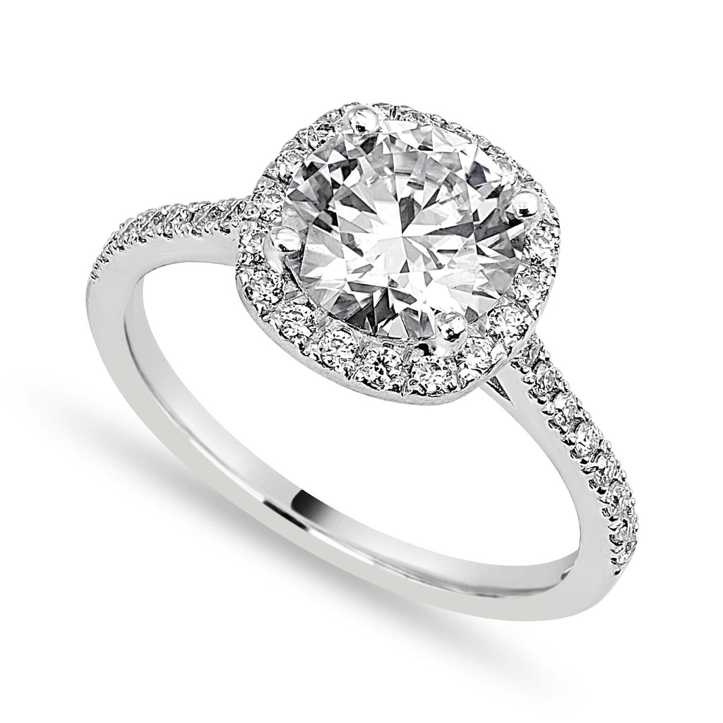 Aaliyah 3.33 ct Lab Grown Round Cut Pave Halo Diamond Engagement Ring