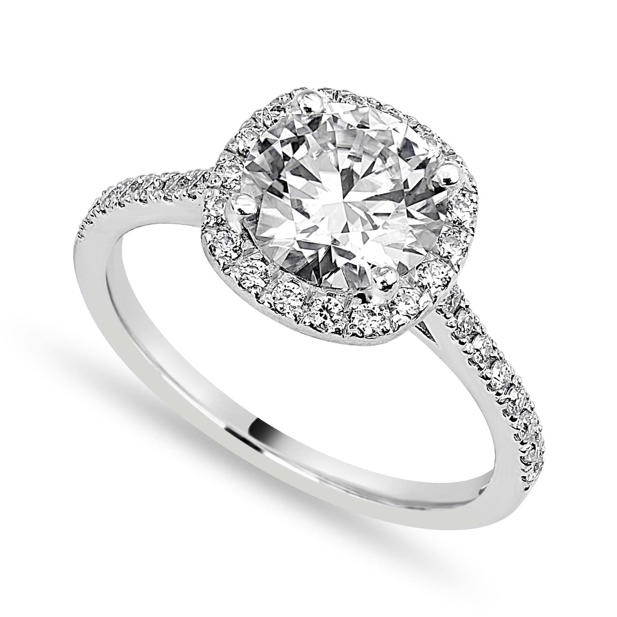 Aaliyah 1.33 ct Lab Grown Round Cut Pave Halo Diamond Engagement Ring