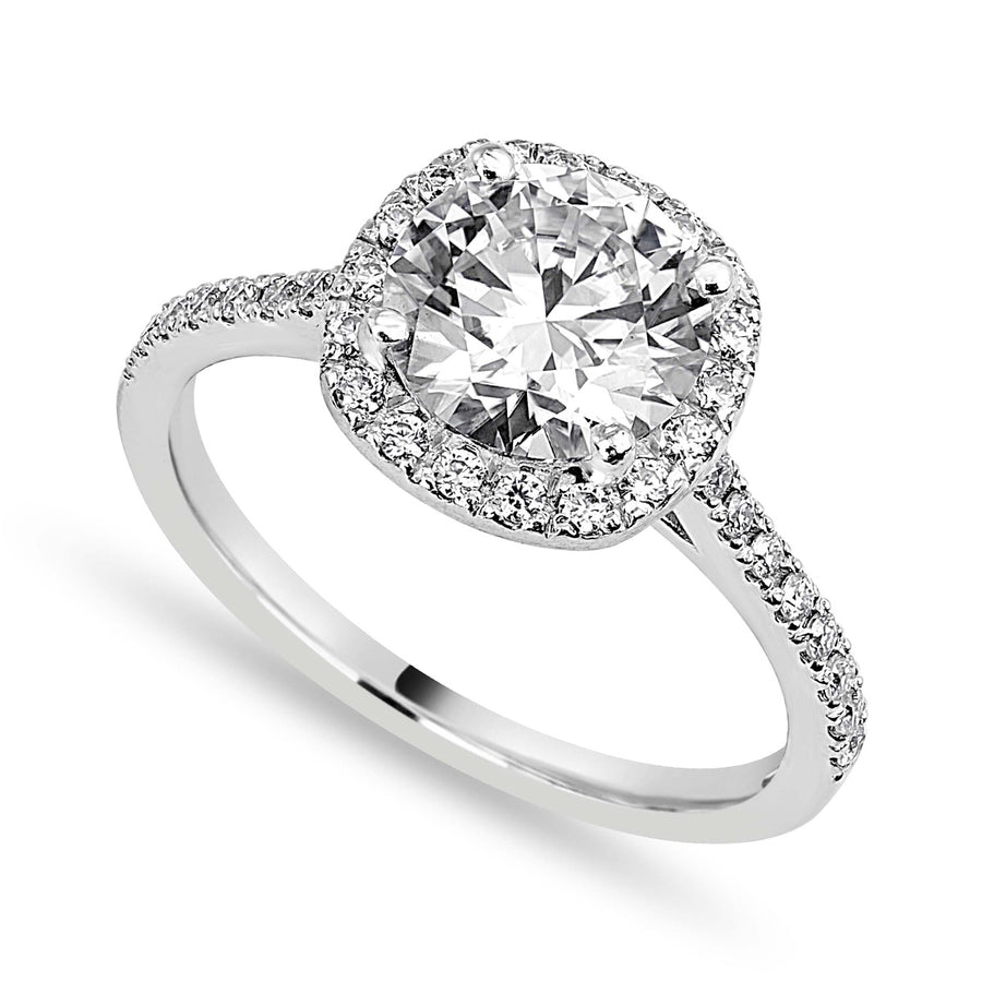 Aaliyah 2.33 ct Lab Grown Round Cut Pave Halo Diamond Engagement Ring