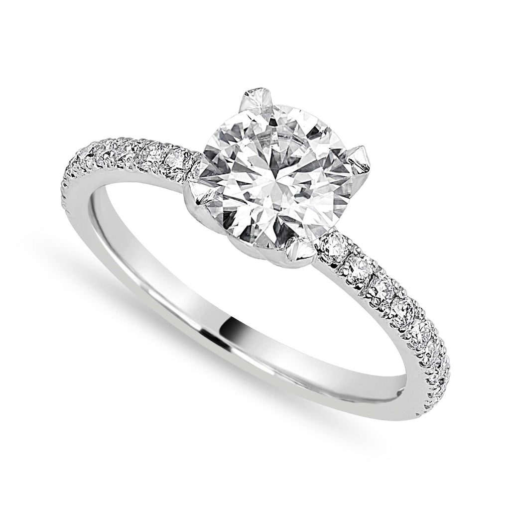 Valentina 3.28 ct Lab Grown Round Cut Pave 4 Prong Diamond Engagement Ring