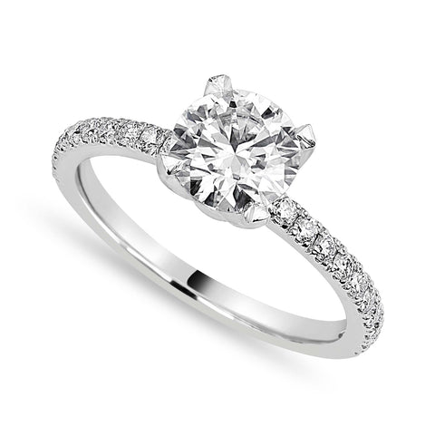 Valentina 3.28 ct Lab Grown Round Cut Pave 4 Prong Diamond Engagement Ring