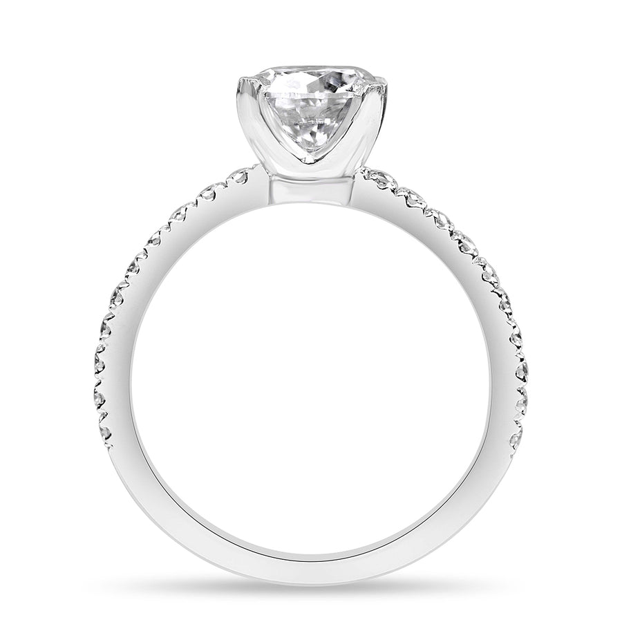 Valentina 1.28 ct Lab Grown Round Cut Pave 4 Prong Diamond Engagement Ring