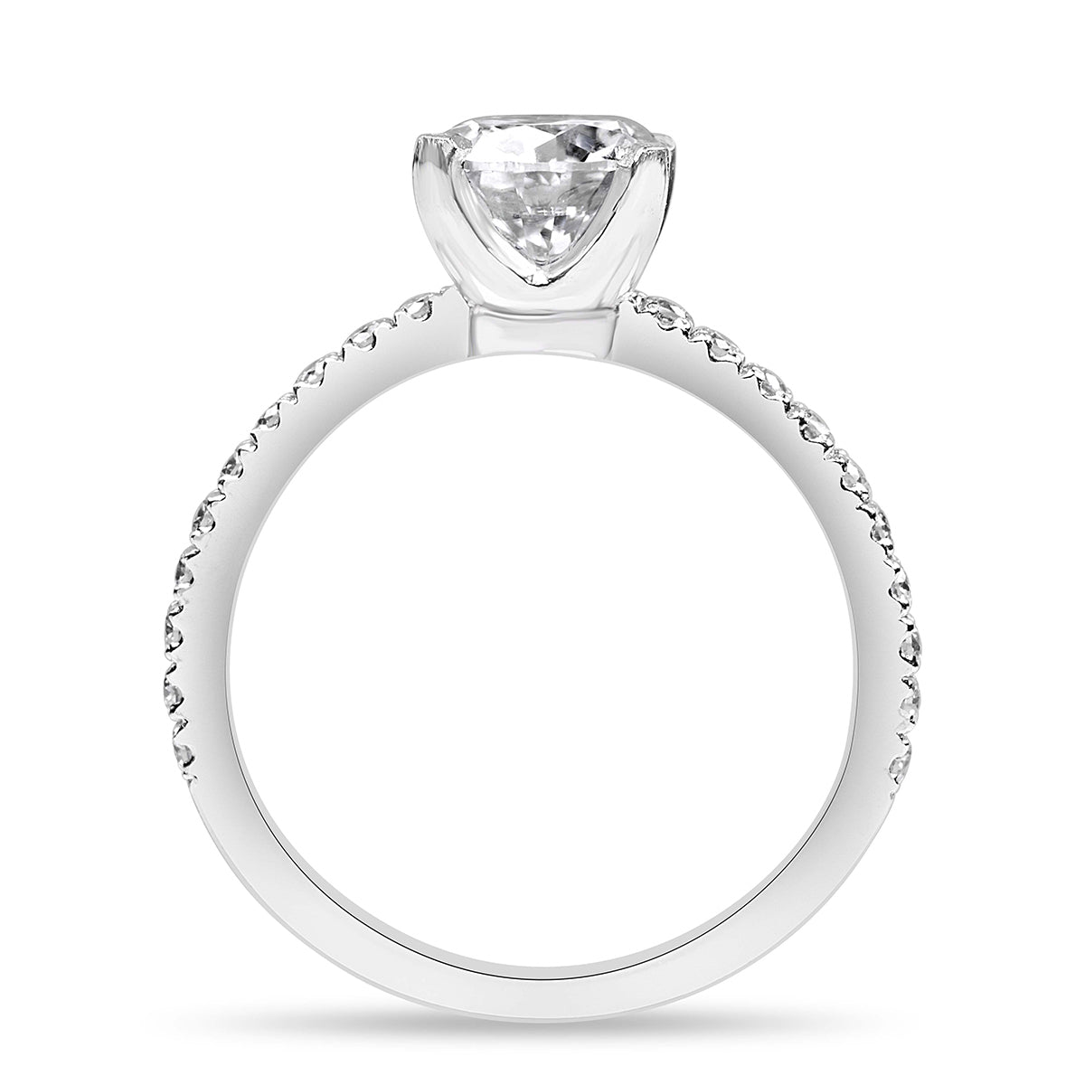 Valentina 1.28 ct Lab Grown Round Cut Pave 4 Prong Diamond Engagement Ring