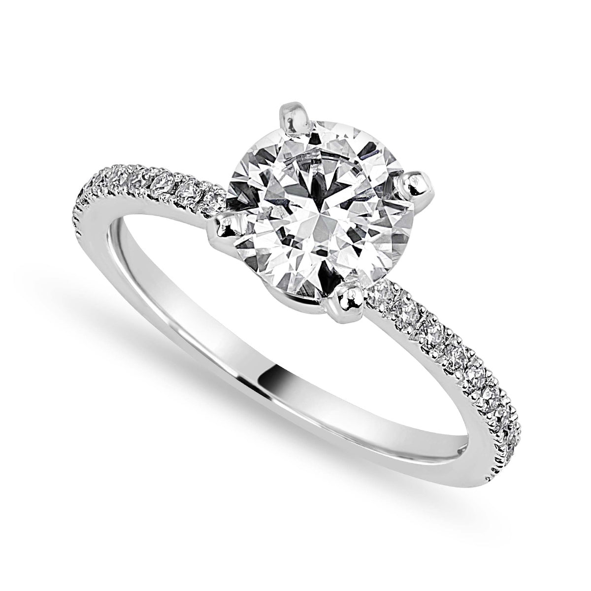 Elin 1.75 ct Lab Grown Round Cut Pave 4 Prong Diamond Engagement Ring