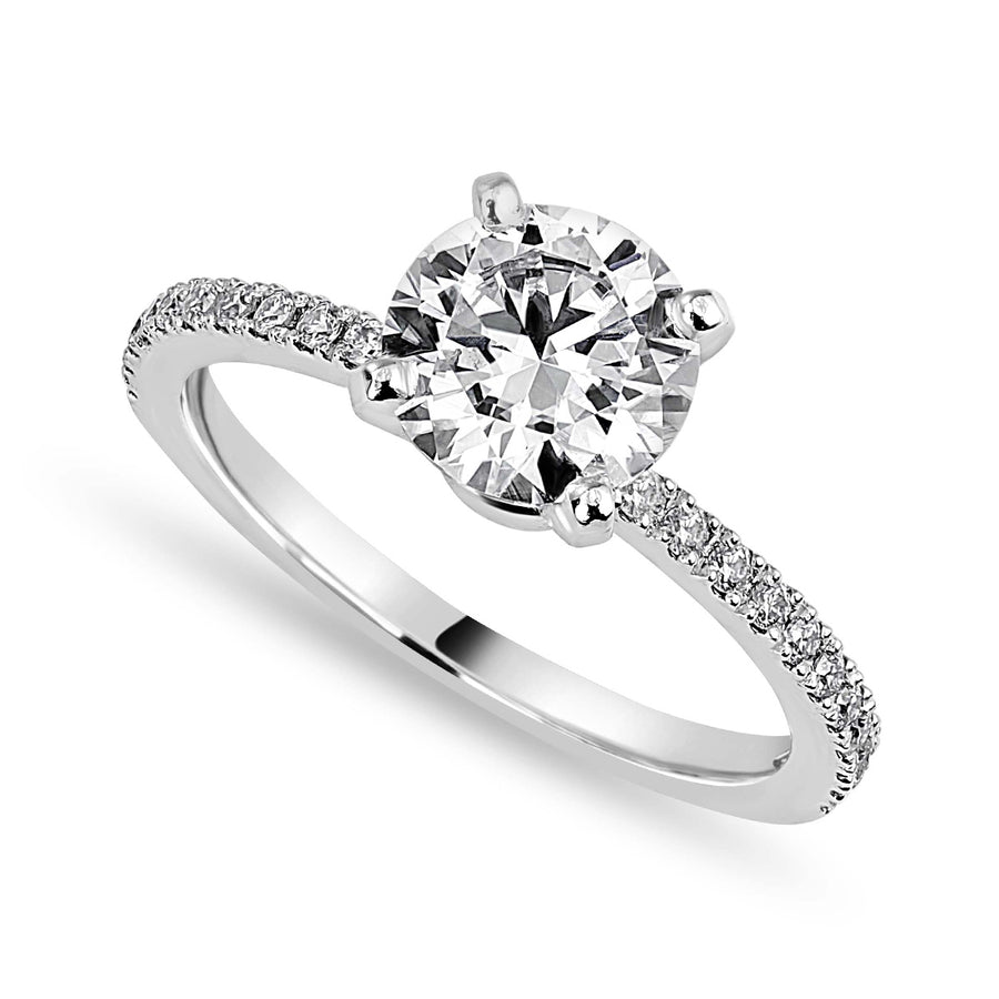 Elin 1.75 ct Lab Grown Round Cut Pave 4 Prong Diamond Engagement Ring