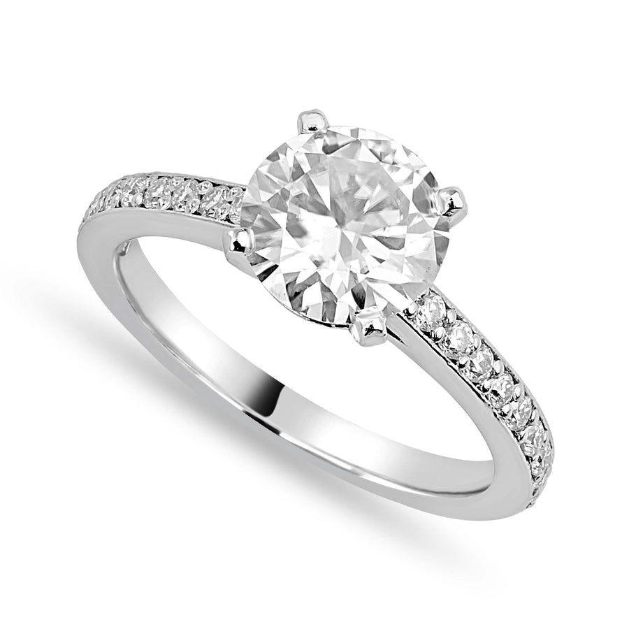 Zara 2.89 ct Lab Grown Round Cut Pave 4 Prong Diamond Engagement Ring