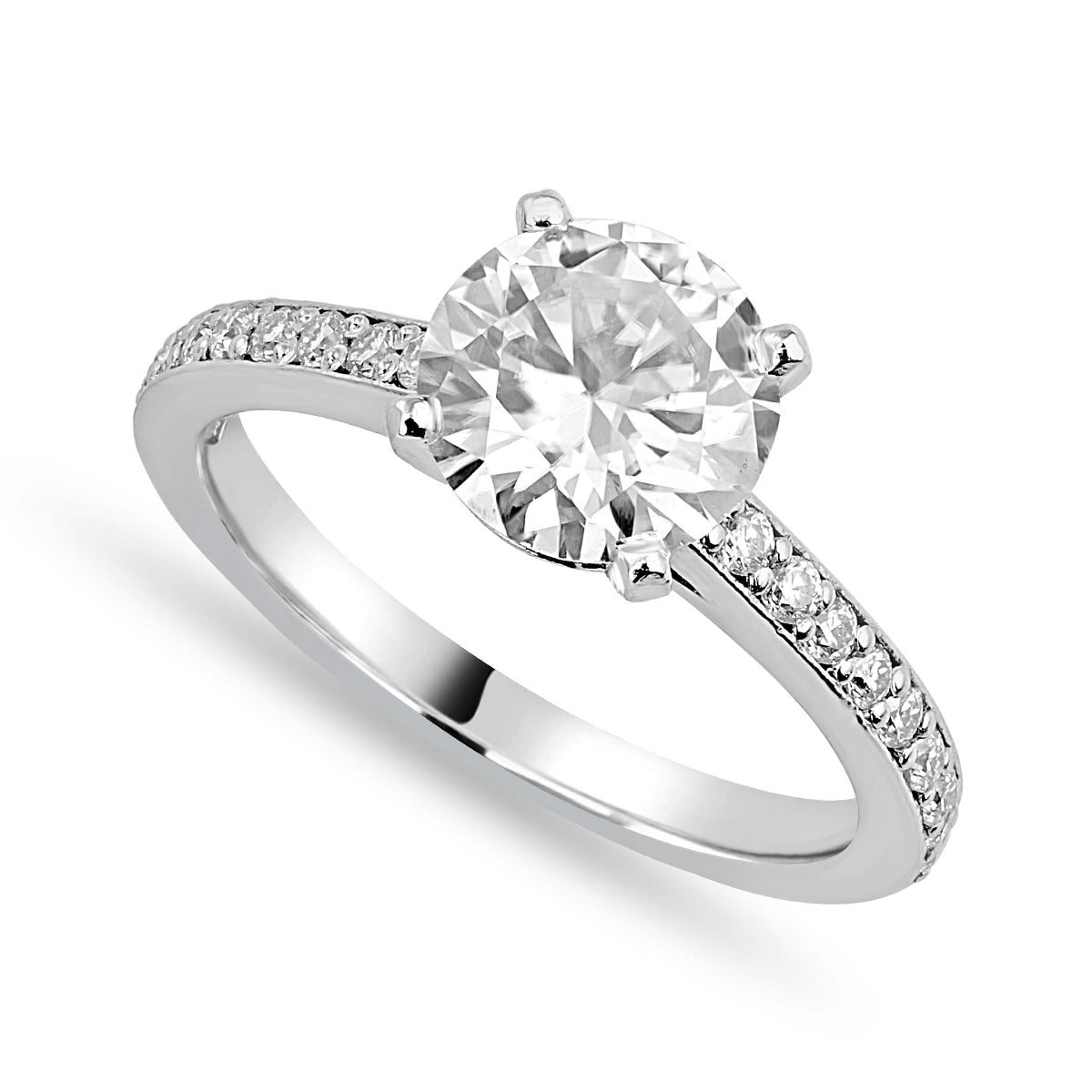 Zara 2.39 ct Lab Grown Round Cut Pave 4 Prong Diamond Engagement Ring