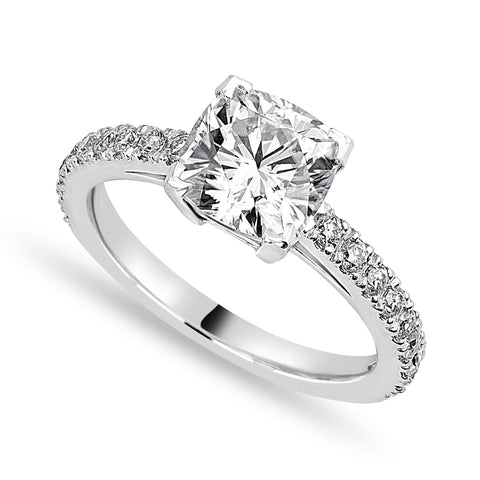 Jade 1.33 ct Lab Grown Round Cut Pave 4 Prong Diamond Engagement Ring