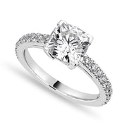 Jade 3.33 ct Lab Grown Round Cut Pave 4 Prong Diamond Engagement Ring