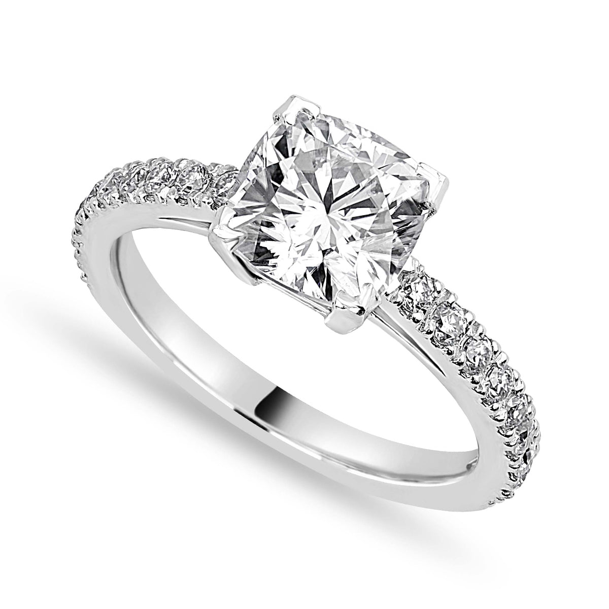 Jade 2.33 ct Lab Grown Round Cut Pave 4 Prong Diamond Engagement Ring