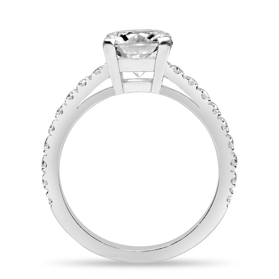 Jade 2.83 ct Lab Grown Round Cut Pave 4 Prong Diamond Engagement Ring