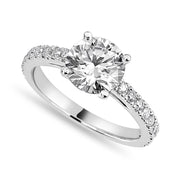 Riley 3.18 ct Lab Grown Round Cut Pave 4 Prong Diamond Engagement Ring