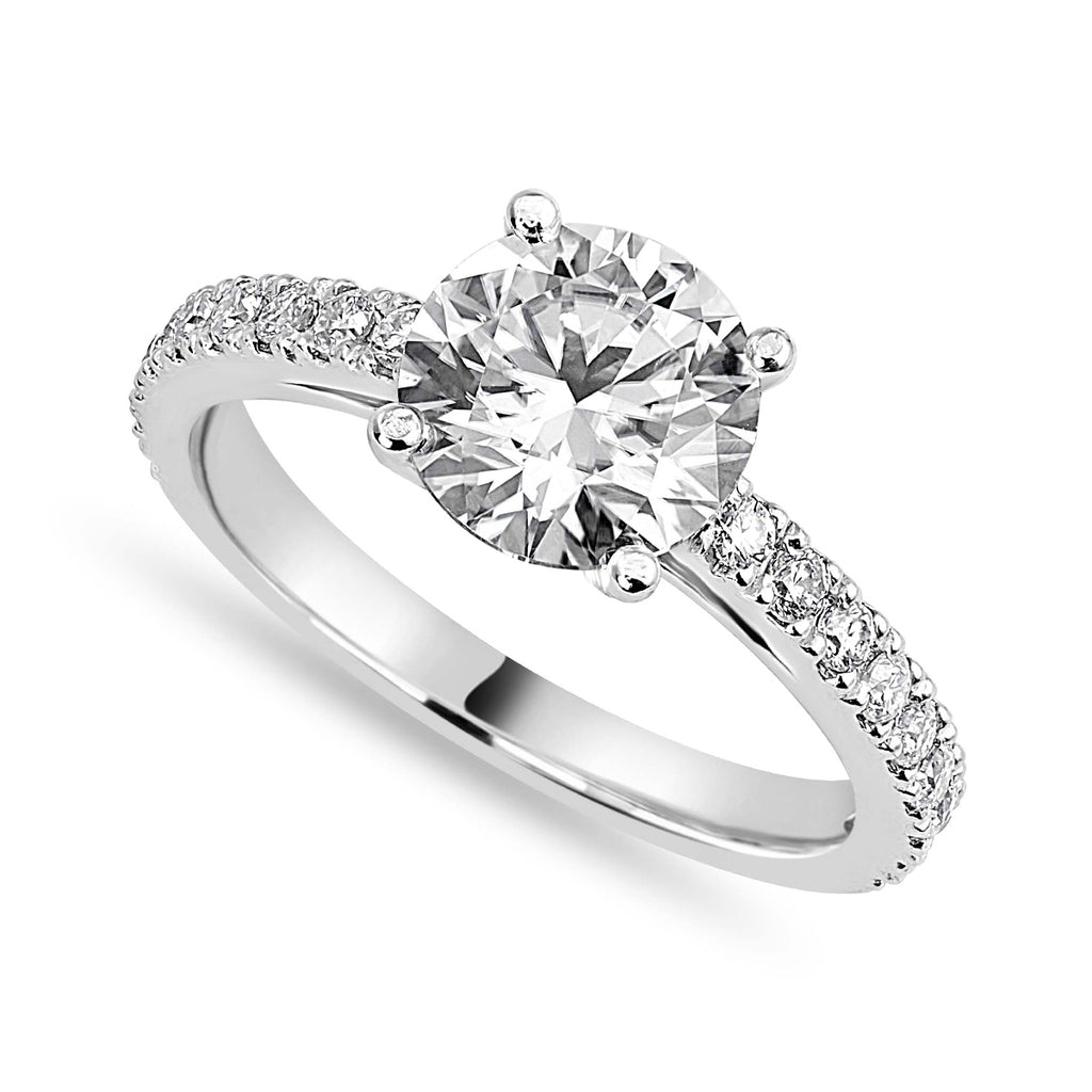 Riley 1.68 ct Lab Grown Round Cut Pave 4 Prong Diamond Engagement Ring