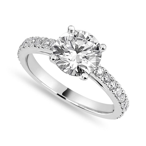 Riley 1.68 ct Lab Grown Round Cut Pave 4 Prong Diamond Engagement Ring
