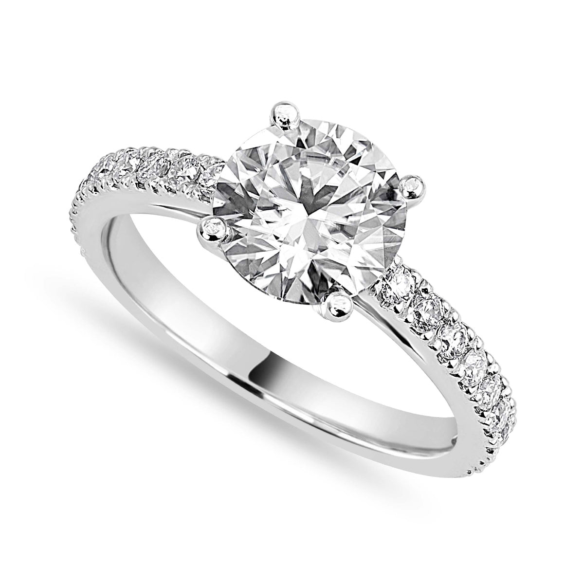 Riley 1.18 ct Lab Grown Round Cut Pave 4 Prong Diamond Engagement Ring